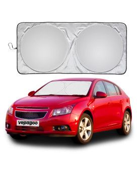 Vepagoo Car Windshield Sun Shade Window Cover Shade Interior Sun Protection Curtain 64inX34in, UV Rays and Sun Heat Protector, Keep The Car Interiors Cool, Prevents Dashboard Fade and Crack.