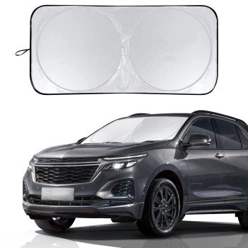 TOPDC Car Windshield Sun Shade, Durable 240T Material, Fit for Most Sports Car Truck SUV Vans, Blocks UV Rays Sun Visor Protector with Storage Pouch, Car Interior Accessories for Sun Heat Protection