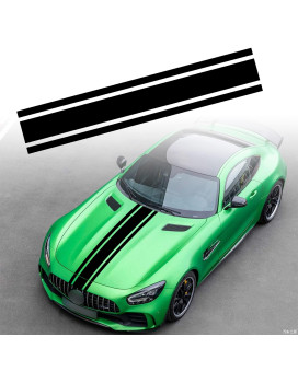 TOMALL 49x 8.7 Car Hood Stripe Sticker Auto Racing Body Side Stripe Decal Skirt Roof Hood Bumper Stripe Decal Vinyl Modified Stripe Decal Decoration for Car (Matte Black)