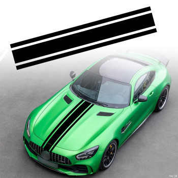 TOMALL 49x 8.7 Car Hood Stripe Sticker Auto Racing Body Side Stripe Decal Skirt Roof Hood Bumper Stripe Decal Vinyl Modified Stripe Decal Decoration for Car (Matte Black)