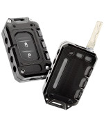 JeCar Key Fob Cover Case Key Holder Shell for 2018-2023 Jeep Wrangler JL JLU JT (Black)