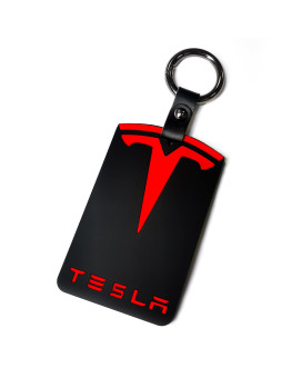 ALBECHE Tesla Key Card Holder Model y And Model 3, Silicone Key Chain Protector Cover Accessories (Black and Red)