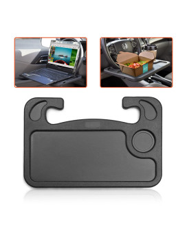 Trobo Steering Wheel Tray, Car Desk For Writing, Laptop, Tablet, iPad Or Notebook With Pen Slot, Food Eating Table With Cup Holder, Hooks On Most Vehicle Steering Wheels, Car Accessories For Travelers