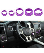 Voodonala for Dodge RAM Air Conditioner Headlight Switch CD Knob Trim for 2013-2017 Dodge RAM Aluminum 5pcs Purple