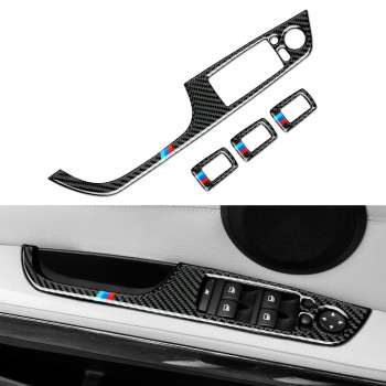 Car Window Lift Switch Sticker Decal Carbon Fiber Trim fits for BMW E92 E93 Coupe Convertible Accessories (15.75 / 40cm, with Auto Folding Button)