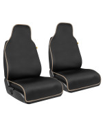 CAT Waterproof Car Seat Covers for Front Seats, 2 Pack with Beige Trim - Durable Neoprene Seat Covers for Cars, Fits 95% of Cars Trucks SUV, Ideal Seat Protector for Leather Seats