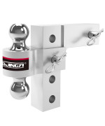 Adjustable Trailer Hitches Ball Mount 6 Drop Hitch with 23500lbs &2-5/165000lbs Towing Hitch Ball W/Forged Aluminum Shank with Double Pin (Silver)