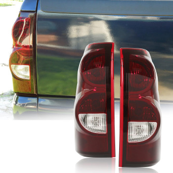 ECOTRIC Tail Lights Compatible with 2003-2006 Chevy Silverado 1500 2500 3500 Pair Taillights Brake Lamp w/Bulbs and Harness Dark Smoke Red Lens