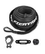 FIERYRED 3/16inch 50FT 8500LBS Synthetic Winch Rope Cable Kit with Forged Hook Rubber Stopper and Fairlead,Winch Line Replacement for 2000-3500LBS Winch, ATV, UTV, Offroad