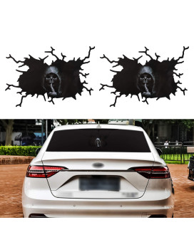 TOMALL 2pcs 11,4'' 3D Silent Skull Stickers for Car Halloween Theme Scary Grim Reaper Ghost Decal for Car Truck Window Windshield Door Trunk Wall Funny Self-Adhesive Creative Personality Decoration