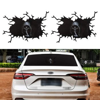 TOMALL 2pcs 11,4'' 3D Silent Skull Stickers for Car Halloween Theme Scary Grim Reaper Ghost Decal for Car Truck Window Windshield Door Trunk Wall Funny Self-Adhesive Creative Personality Decoration