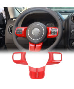 CheroCar for Jeep Steering Wheel Covers Panel Decoration Interior Accessories for 2011-2017 Jeep Wrangler JK Unlimited Patriot Compass & Grand Cherokee 2011-2013(Red)