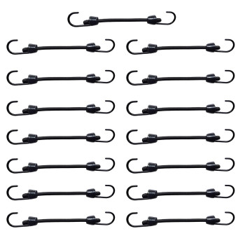 Joneaz Mini Bungee Cord with Hooks 4 Inch, Plastic Coated, Without Sharp Hook End, 15 Piece