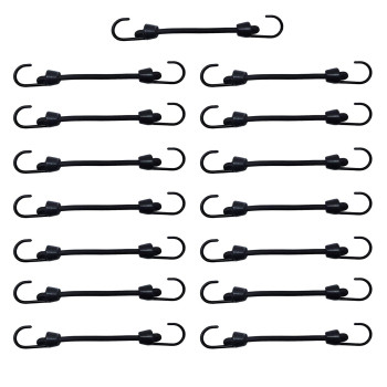 Joneaz Mini Bungee Cord with Hooks 2 Inch, Plastic Coated, Without Sharp Hook End, 15 Piece