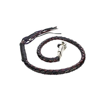 Dream Apparel 42 Leather Motorcycle Get Back Whip for Handlebar Fringed Biker Whip, Black and Dark Brown