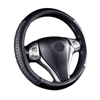 Flying Banner car Steering Wheel cover Faux Leather Massage Universal fit 3D Faux Leather Woven Anti-Slip Sporty 15 Inches (Sliod Black Woven)