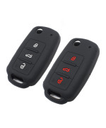 EYANBIS Silicone Key Fob Cover Fit for Flip 3 Buttons VW Volkswagen Jetta GTI Passat Golf Tiguan Touareg Beetle CC Eos Key Fob Car Accessories Remote Key Protection Case - Black & Black/Red