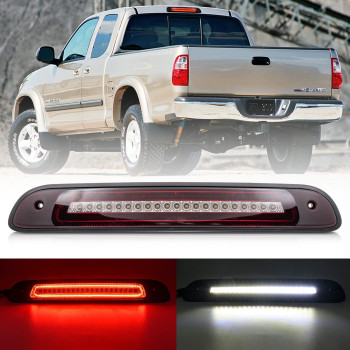 NSLUMO Led Third Brake Light Replacement for 2000-2006 To'yota Tundra Pickup Trucks Red LED Strobe Rear 3rd Brake Center High Mount Stop Lamp + White Cargo Light Kit Euro Clear Lens