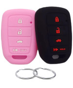 REPROTECTING Silicone Rubber Key Fob Cover Compatible with 2013-2021 Honda Accord CR-V Civic Crosstour Fit MLBHLIK6-1T MLBHLIK6-1TA (Black Pink)