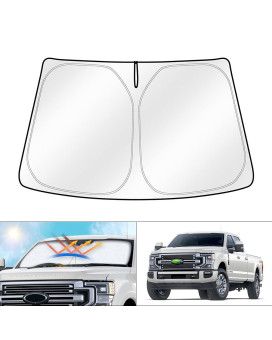 Cartist Custom Fit for Windshield Sun Shade 2017-2023 Ford F-250 F250 F-350 F350 F-450 F450 F-550 F550 2Door 4Door Pickup Front Window Sunshade Foldable Sun Visor