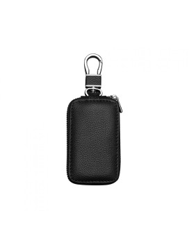 Just E Joy Car Key Case, Leather Key Case, Car Smart Key Chain Keychain Bracket Hook Key Ring Zipper Bag for Remote Control Key(Black)