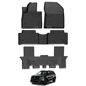 T TGBROS Floor Mats Custom Fit for 2021 2022 2023 2024 Kia Sorento (Only Fits Bench Model &7 Seats) Accessories All Weather Protection TPE 1st + 2nd + 3rd Rows Floor Liners Set Non-Slip Black