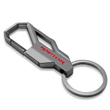 iPick Image for Ford F-150 Raptor in Red Gunmetal Black Carabiner-Style Snap Hook Metal Key Chain Keychain, Official Licensed