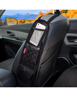 Luckybay Car Seat Side Organizer, Auto Seat Storage Hanging Bag, Phones, Drink, Stuff Holder with Mesh Pocket for Cars, SUV & Truck