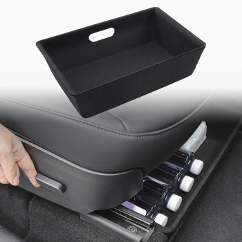 XTAUTO Under Seat Storage Box Compatible with 2016-2023 Tesla Model Y Underseat Hidden Organizer Tray Bin Cubby Drawer Container Tesla Model Y Accessories Double-Sided Felt Texture (ONLY ONE TRAY)