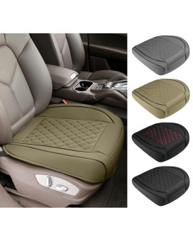 TANGSHUO Bottom Seat Cover for Cars 1 Piece Universal Pu Leather Protector Front Seat Compatible with 90% Vehicles Full Wrapping Edge Khaki