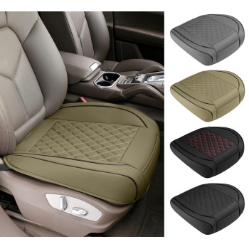 TANGSHUO Bottom Seat Cover for Cars 1 Piece Universal Pu Leather Protector Front Seat Compatible with 90% Vehicles Full Wrapping Edge Khaki