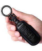 Tukellen for Mazda Leather Key Fob Cover with Keychain Compatible with Mazda 3 6 8 Miata MX-5 CX-3 CX-5 CX-7 CX-9 4-Buttons Smart Remote, Genuine Leather for Mazda Key case-Black