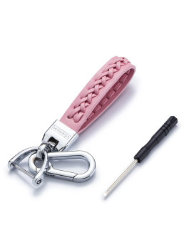 Universal Men & Women PU Leather Keychain Accessories Metal Car Key Chain Ring, pink