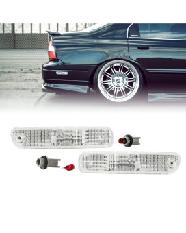 USR DEPO Rear Bumper Side Marker Lights (Left + Right) Compatible with 1994-1997 Honda Accord / 1992-1996 Honda Prelude / 1998-2002 Accord 2D Coupe Sidemarkers Lamps (White Out Crystal Clear)