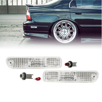 USR DEPO Rear Bumper Side Marker Lights (Left + Right) Compatible with 1994-1997 Honda Accord / 1992-1996 Honda Prelude / 1998-2002 Accord 2D Coupe Sidemarkers Lamps (White Out Crystal Clear)