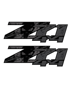 Z71 4x4 (Set of 2 Decals) - F - 1500 2500 HD Stickers (Z71 4x4 Black Skull)