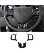 CheroCar for Dodge Challenger Steering Wheel Cover Trim Kits Panel Interior Decoration for 2009-2014 Dodge Challenger Charger (Carbon Fiber Grain)