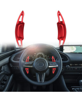 ANFOKAS for Mazda 3 CX30 MX30 CX50 Accessories Sporty Car Auto Interior Center Console Paddle Shifter Extension Gears Paddles Cover Trims -Red