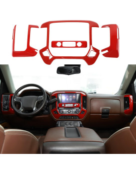 RT-TCZ for Silverado Dash Panel Trim Cover Red Bezel for GMC Sierra Chevy Silverado 2014-2017 Red Interior Accessories 4pcs