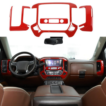 RT-TCZ for Silverado Dash Panel Trim Cover Red Bezel for GMC Sierra Chevy Silverado 2014-2017 Red Interior Accessories 4pcs