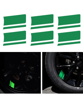 TOMALL 6pcs Wheel Rim Stripe Reflective Stickers for Car Vinyl Reflective Safety Decoration Stripe Universal Rim Decals for Bumper Fender Accessories (Green)