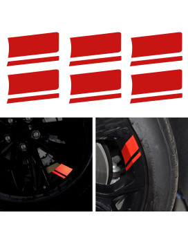 TOMALL 6pcs Wheel Rim Stripe Reflective Stickers for Car Vinyl Reflective Safety Decoration Stripe Universal Rim Decals for Bumper Fender Accessories (Red)