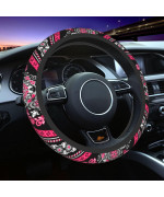 Boho car Steering Wheel cover Auto Accessories Universal 15 Inch Non-Slip Neoprene for Women cute Automotive SUV Van Truck Wheel Protector