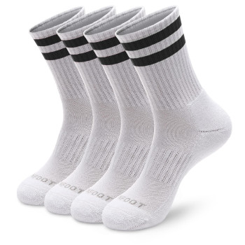 MONFOOT Womens and Mens 4 Pack Athletic cushioned crew Socks Striped Small