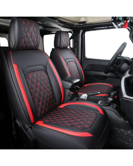 Aierxuan Jeep Wrangler JK JL 4-Door Seat Covers Full Set Custom Fit 2007-2024 Unlimited X Rubicon 392 Sahara Willys Sport High Altitude 4X4 Truck Pickup Waterproof Leather (Full Set/Black-R)