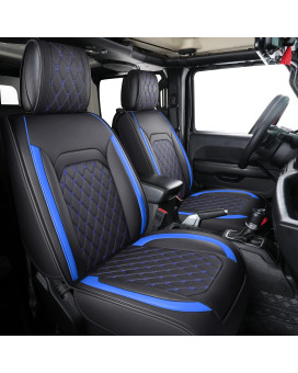 Aierxuan Jeep Wrangler JK JL 4-Door Seat Covers Full Set Custom Fit 2007-2024 Unlimited X Rubicon 392 Sahara Willys Sport High Altitude Truck Pickup Waterproof Leather(Full Set/Black-B)