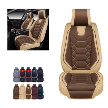 OASIS AUTO Car Seat Covers Premium Waterproof Faux Leather Cushion Universal Accessories Fit SUV Truck Sedan Automotive Vehicle Auto Interior Protector Front Pair (OS-004 Coffee)