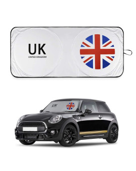 JJHM Mini Cooper Windshield Sunshade Union Jack Accessories for R55 R56 R57 R58 R59 R60 R61 F54 F55 F56 F60 (2007-Up ), 59 x 27.5 inches (150 x 70 cm)