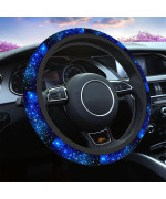 Swono Galaxy Blue Universal 15 Steering Wheel Covers Beautiful Galaxy and Star Cute Car Steering Wheel Cover for Men Women Girls Car Accessories