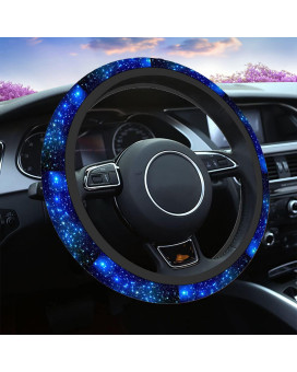 Swono Galaxy Blue Universal 15 Steering Wheel Covers Beautiful Galaxy and Star Cute Car Steering Wheel Cover for Men Women Girls Car Accessories